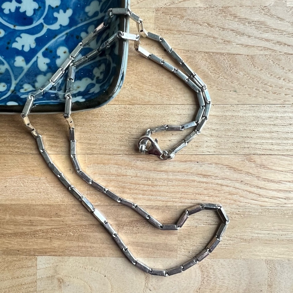 Vintage style 925 Sterling silver Heshe style solid box link chain necklace